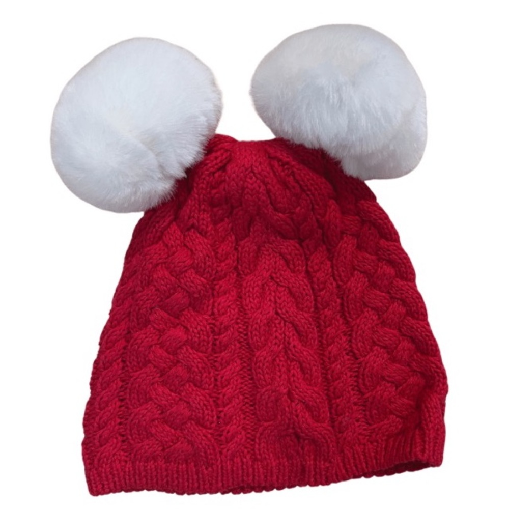 Baby Gap Red knit beanie with pom pom